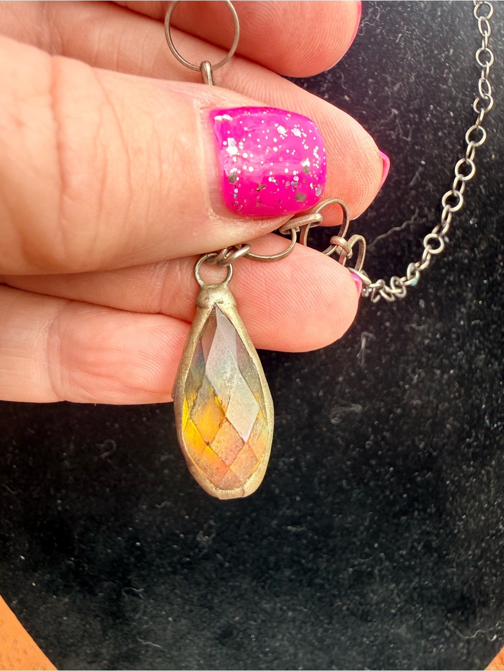Faceted Teardrop Pendant Necklace in Yellow faceted - local Sedona designer